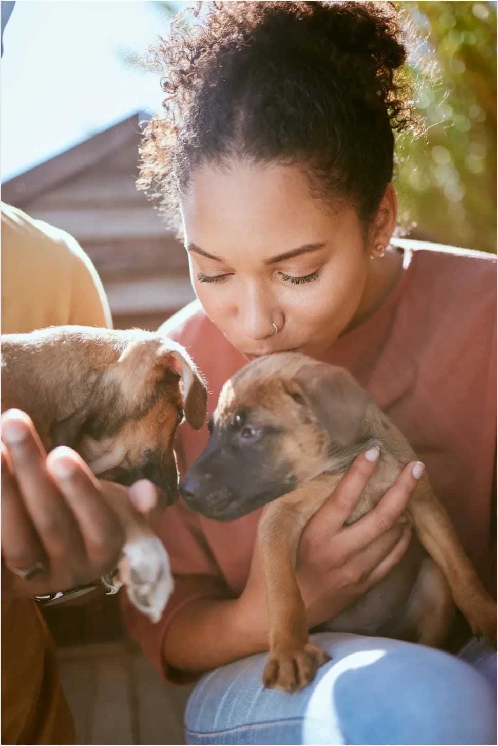 A child and dog together in our community program